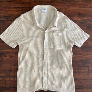 Woven Button-Up Polo Shirt